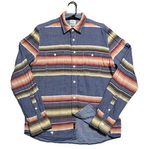 Faherty Shirt Men's M  Blue Sunset Striped Organic Cotton Long Sleeve Button Up